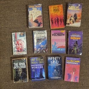 Vintage LOT of 11 Sci-Fi PB books 1960s-2000s